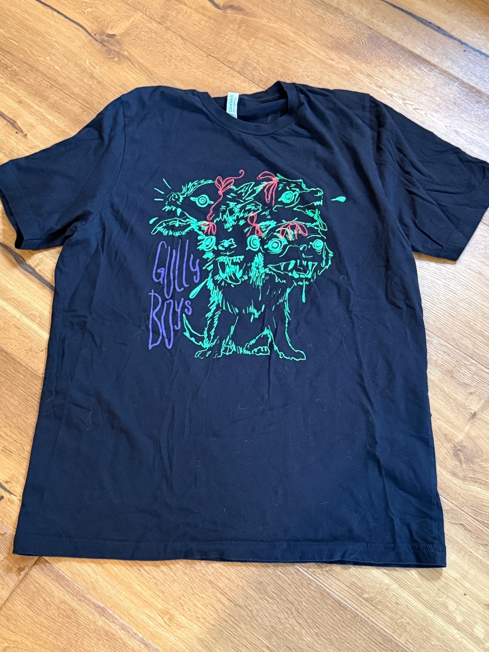 Gully Boys Bella Canvas Black Tee with Neon Green, Purple & Pink Graphic